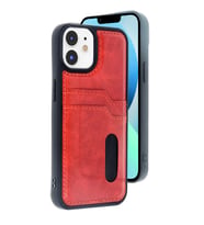İphone 11 Kılıf Sara Kartvizitli Deri Kılıf - Kırmızı
