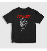 Presmono Unisex Çocuk Siyah Conquer Gym Spor Chris Bumstead T-Shirt 396742tt