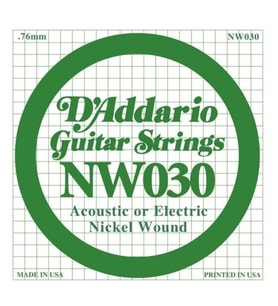 Daddario NW030 Elektro Ve Akustik Tek Tel, A-(La), 0.030