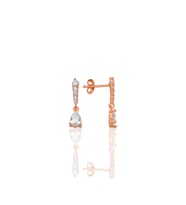 Gümüş rose sıra taşlı sallantılı damla küpe SGTL12773ROSE