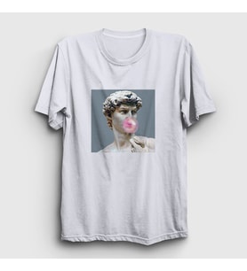 Presmono Unisex Beyaz Bubble Gum David Davut Michelangelo T-Shirt 302817tt