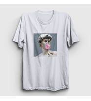 Presmono Unisex Beyaz Bubble Gum David Davut Michelangelo T-Shirt 302817tt
