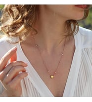 Sitrin Taşlı Rose Gold Kaplama Sevgili Kalp Gümüş Kolye
