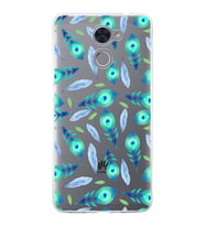 PrintiFy Huawei Y7 Prime ile Uyumlu 1mm Slim Fit Nazar Boncuğu 3 Baskılı Şeffaf  Kılıf