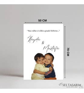 Fotoğraflı Karşılama Panosu, Çocukluk Fotoğrafı, Düğün, Nişan, Doğum Günü, Kişiye Özel 50x70 (Beyaz)