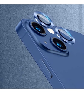 Apple Apple iPhone 13 Mini Kamera Lens Koruyucu HD Kalite Çerçeveli Tempered Glass Cam (Mavi)