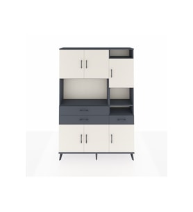 Arges Dolap 10 Raflı 3 Çekmeceli 6 Kapaklı 132x30x195 Antrasit-Aytaşı/Antrasit