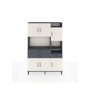 Arges Dolap 10 Raflı 3 Çekmeceli 6 Kapaklı 132x30x195 Antrasit-Aytaşı/Antrasit