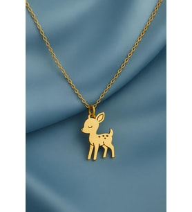 Kişiye Özel Bambi Ceylan Kolye 925K Gümüş (Gold)