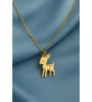 Kişiye Özel Bambi Ceylan Kolye 925K Gümüş (Gold)