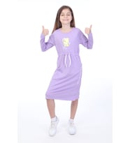Toontoy Kız Çocuk  Neon Baskılı Elbise (Lila)