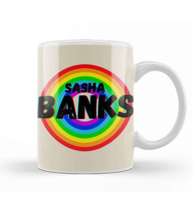 Sasha Banks  Vintage Retro Rainbow Style Warriors Design Wrestlers gift Kupa Bardak Porselen