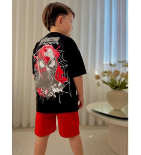 Cg Kids Örümcek Adam Tshirt&Şort Sırt Baskı Detaylı Erkek Çocuk Alt Üst Takım