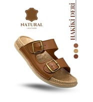 Sermoda Hakiki Dri Erkek Terlk - Çift Toka Ayarlanabilir Masajlı Taban Hakiki Dri Erkek Terlk T Taba