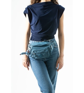 Unisex Çok Cepli, Su Geçirmez, Çapraz Askılı Bel Çantası (Freebag) Mavi Model: 571-7J
