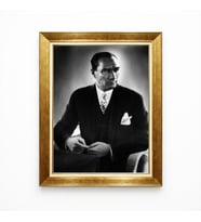 Tablore Atatürk Karizmatik Portre Siyah Beyaz Kanvas Tablo