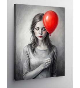 Kanvas Tablo Kırmızı Balonlu Kız
