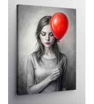 Kanvas Tablo Kırmızı Balonlu Kız