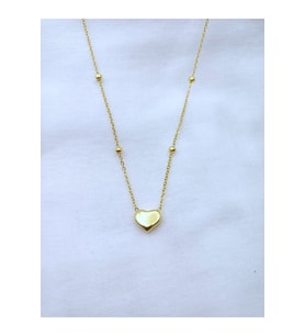 Top Zincirli Kalp Çelik Kolye - Gold Renk (Gümüş)