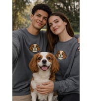 Cavalier King Charles Spaniel Köpek Desenli Sevgili Sweatshirt – Unisex Çift Kombini (Gri)