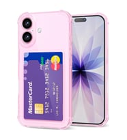Teknomoda Apple iPhone 17 Kılıf Kartlıklı Anti Şok Korumalı Şeffaf Silikon Pembe