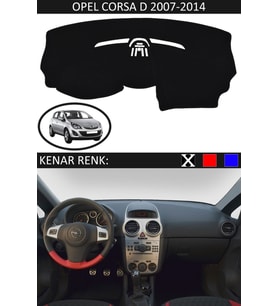 Opel Corsa D 2007-2014 Için Uygun Torpido Koruma Halısı Siyah Kenar Renk Siyah