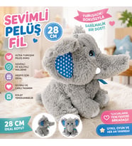 Sevimli Peluş Fil 28 CM Renkli Kulak Detaylı Yumuşacık Sarılmalık Peluş Oyuncak