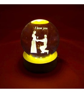 Eşe Sevgiliye Güzel Romantik Hediye I Love You Tasarım Işıklı Küre 6 cm