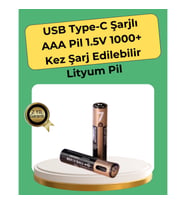 Mey İthalat® AAA Boyutunda USB Şarjlı Pil – Kompakt Tasarım, Geniş Uyumluluk