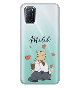 Oppo Sevimli Kediler Tasarımlı Şeffaf Telefon Kılıfı