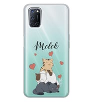 Oppo Sevimli Kediler Tasarımlı Şeffaf Telefon Kılıfı