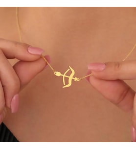 Kişiye Özel 925 Ayar Gümüş Minimal Ok Yay Kolye (Gold)
