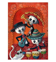 Dia De Los Muertos Iskelet Müzisyenler Tablo Ahşap Poster Dekoratif