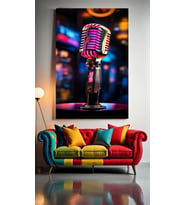 KARAOKE MİKROFONU Ev Duvar Salon Güzellik Salonu Ofis Dükkan Dekarasyon kanvas tablo (Çok Renkli)