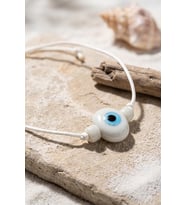 Handmade Bohem Beyaz Nazar Kolye