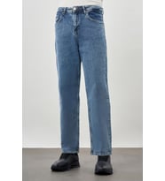 Koyu Lacivert Düz Cord Pamuklu 5 Cep Oversize Casual Denim Pantolon 1023245156