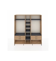 Hyperion Dolap 10 Raflı 4 Çekmeceli 2 Askılı 220x44x243 Çam-Antrasit/Çam