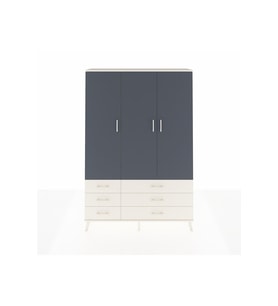 Arges Dolap 5 Raflı 6 Çekmeceli Tek Askılı 132x30x195 Aytaşı-Antrasit/Aytaşı