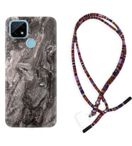 Realme C11 C21 C21Y C25Y C11 2021 Kılıf Boyun Asklı Rasta Silikon Gri Mermer 1376