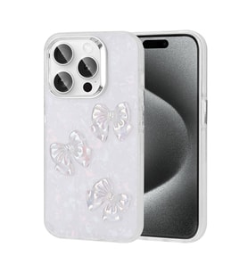 iPhone 15 Pro Kılıf Kabartma Figürlü Parlak Eralli Silikon Kılıf Kelebek