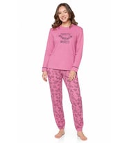 Modalove Kadın Raporlu İnterlok Kumaş Kışlık Uzun Kol Pijama Takımı 8753