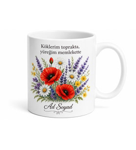 Memleket Çiçeği Temalı Baskılı Kupa Bardak Özel Tasarım Hediye