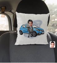 BK Gift Kişiye Özel Plakalı Erkek Opel Mokka Karikatürlü Kare Araç Koltuk Yastığı-2