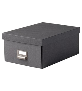IKEA TJOG koyu gri 25x36x15 cm kapaklı kutu