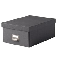 IKEA TJOG koyu gri 25x36x15 cm kapaklı kutu