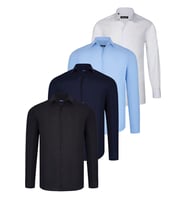 DÖRTLÜ SET G726 DEWBERRY GÖMLEK-SİYAH-BEYAZ-LACİVERT-MAVİ (Karışık)