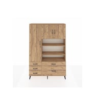 Arges Gardrop 9 Raflı 5 Çekmeceli 3 Kapaklı 132x30x195 Çam-Çam