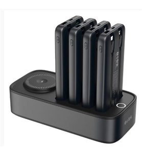 S-link IP-DS40 4 Adet 10000mAH Powerbank li 15W Kablosuz Şarj Siyah Taşınabilir Şarj İstasyonu