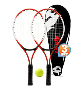 3lü SET Deluxe 21 İnç Çocuk Genç Tenis Raketi SETİ Çantalı Çocuk Tennis L2 53 cm Kırmızı 671
