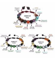 Makrome Örgülü Küre Kesim Multicolor Doğaltaş Kombinli Erkek-Kadın-Genç Başarı Bilekliği(3lü Set) (Çok Renkli)